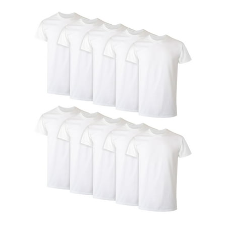 Men's S Hanes Super Value Pack White Crew T-Shirt Undershirts, 10 Pack