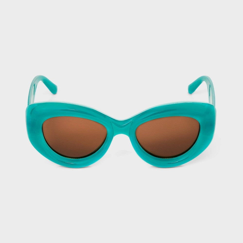 Women's Bubble Round Cateye Sunglasses - A New Day Green