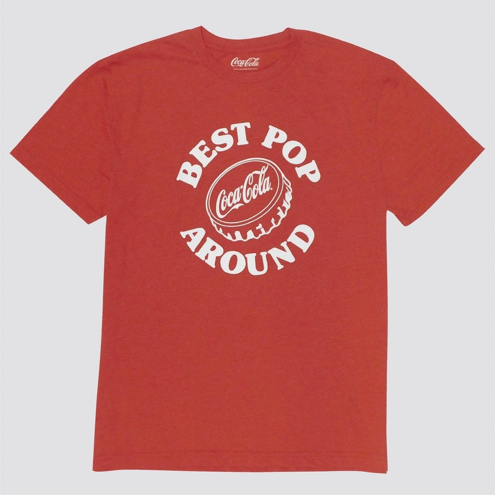 Men's L Coca-Cola Best Pop Around Short Sleeve Graphic T-Shirt - Heathered Red