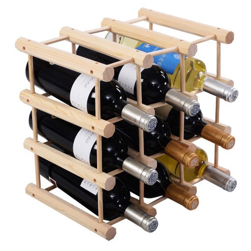 Costway 12 Bottle Wood Wine Rack Bottle Holder