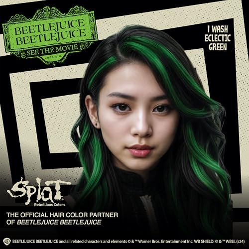 Beetlejuice Beetlejuice Splat 1-Wash Temporary Hair Dye, Eclectic Green