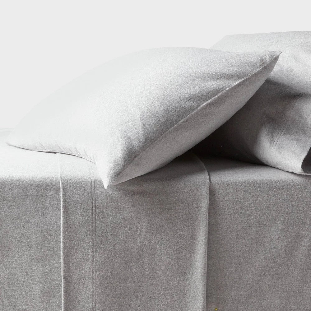 Twin/Twin XL Ultra Soft Flannel Sheet Set Eco Melange Gray - Threshold
