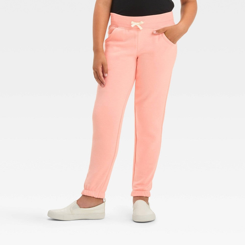 Girls' XL (14) Plus - Fleece Jogger Pants - Cat & Jack Medium Pink
