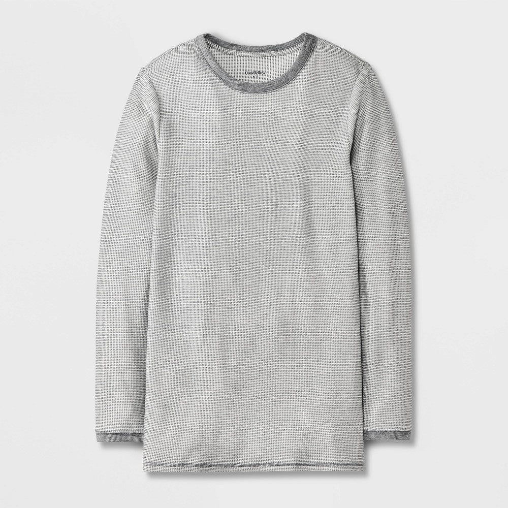 Men's S Relaxed Fit Long Sleeve Scoop Thermal Underwear Shirt - Goodfellow & Co  Heathered Gray
