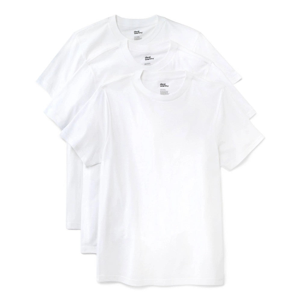Men's S Crewneck T-Shirt 3pk - Dealworthy White