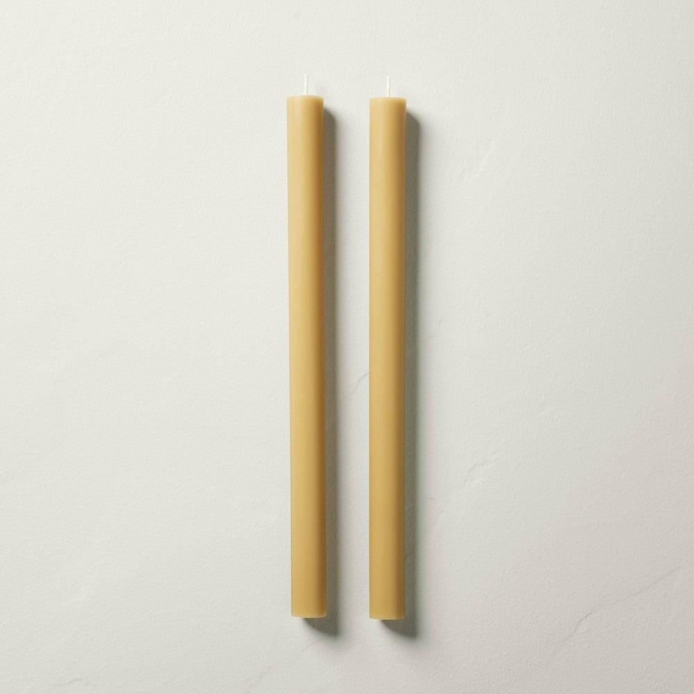 2ct 12 Inch Unscented Candlesticks Honey - Hearth & Hand with Magnolia: Farmhouse Taper Candles, Palm & Paraffin Wax