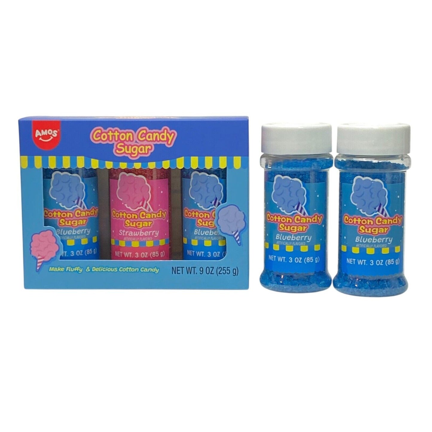 Amos Cotton Candy Sugar 5-Pack Blueberry and Strawberry *Best By 12/19/25*
