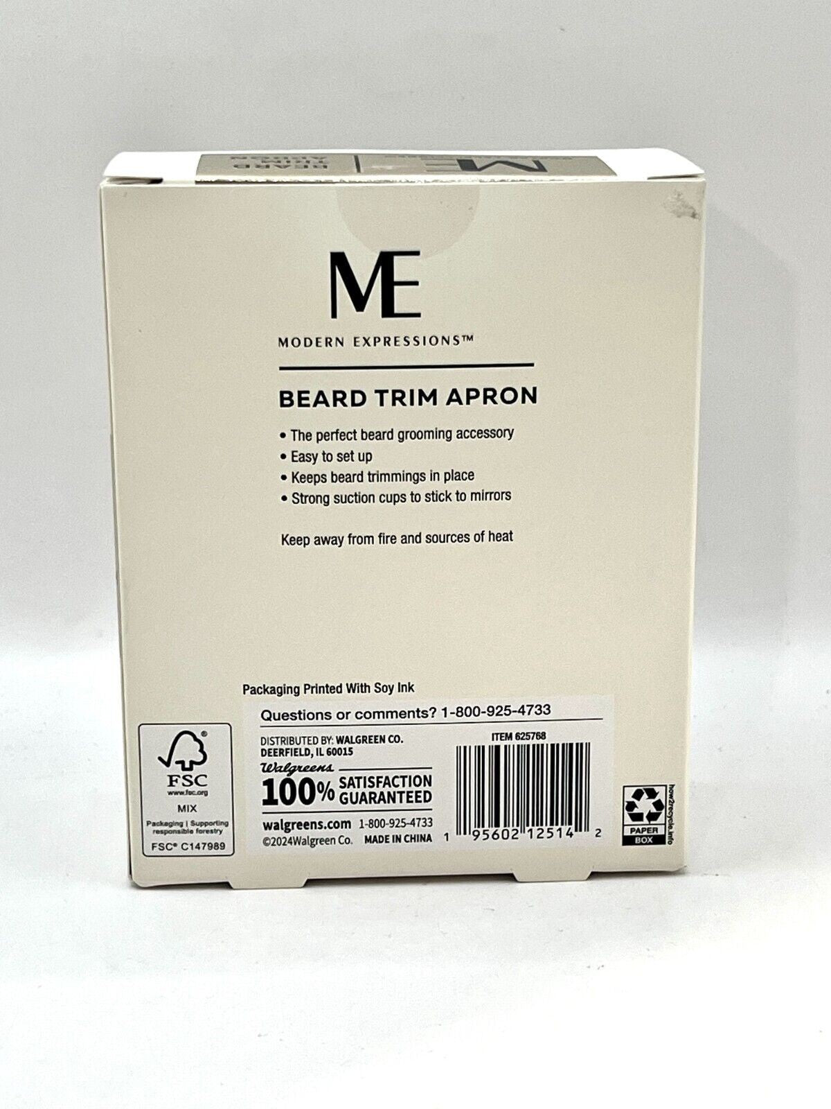 ME Modern Expressions Men's Beard Trim Apron with 2 Suction Cups & 1 Travel Bag