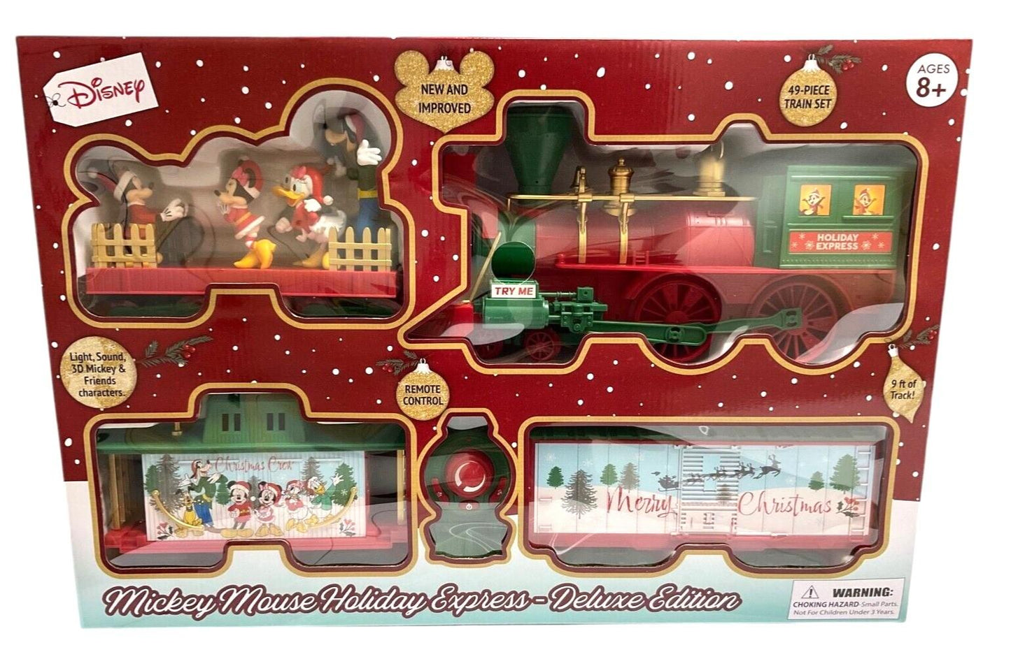49 Piece Mickey Mouse Holiday Express Christmas Train Set W/Light & Sound Disney