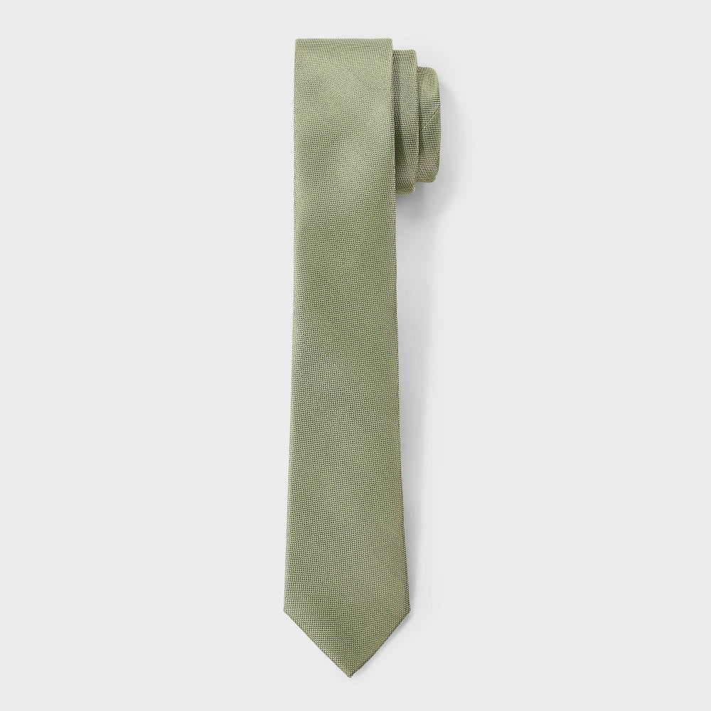Men's Faux Linen Neck Tie - Goodfellow & Co Sage Green: Recycled Polyester, Woven, Solid Pattern