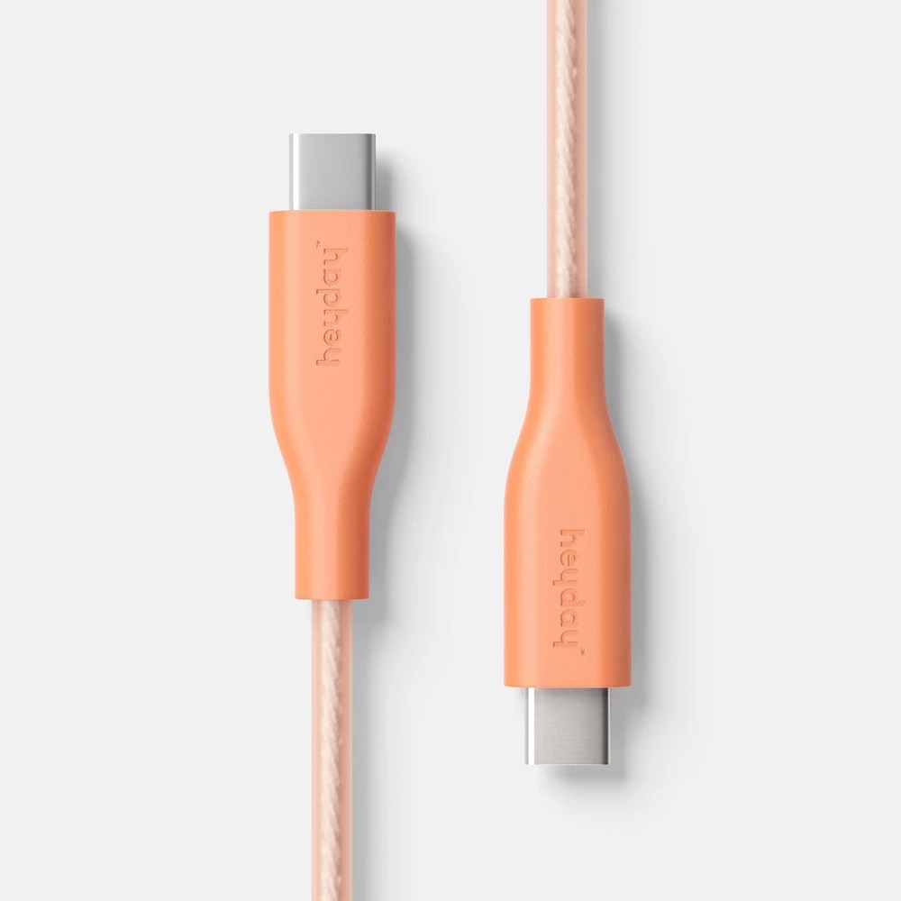 3' USB-C to USB-C Silicone Translucent Jelly Charging Cable - Heyday Peach