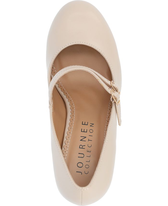 Women's 8.5 Journee Collection Windy Double Strap Mary Jane Pumps - Tan/Beige