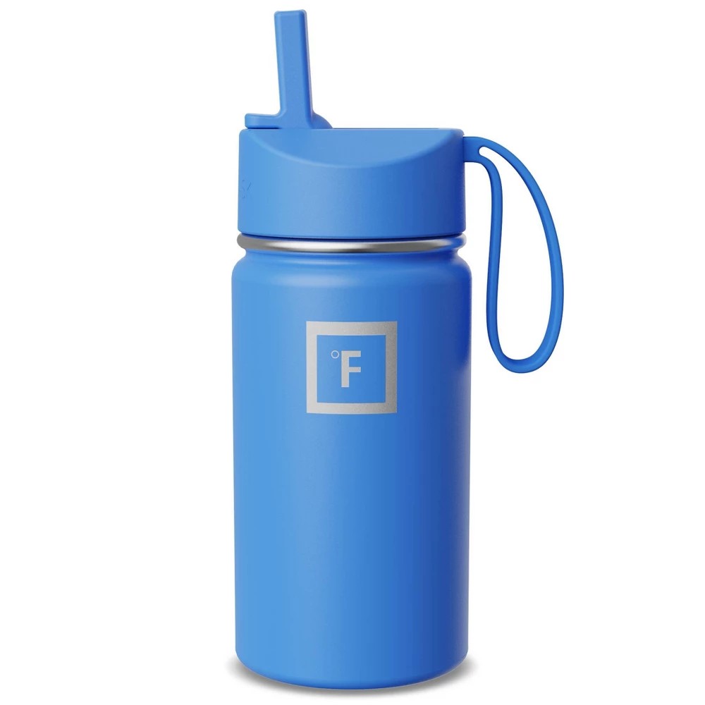 IRON FLASK 14oz Stainless Steel Water Bottle with Plastic Lid Tranquil Blue