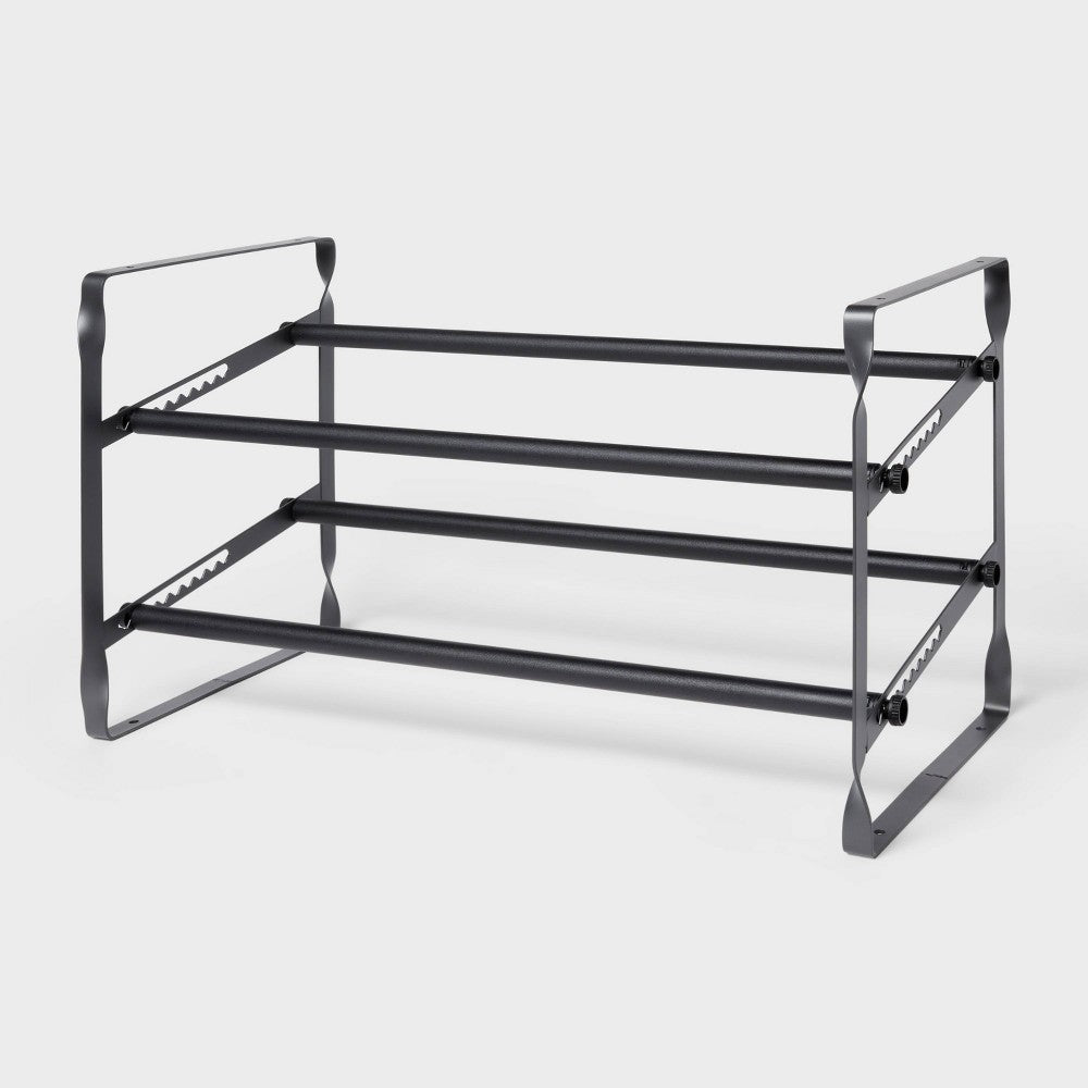 2 Tier Expandable Shoe Rack Black - Brightroom