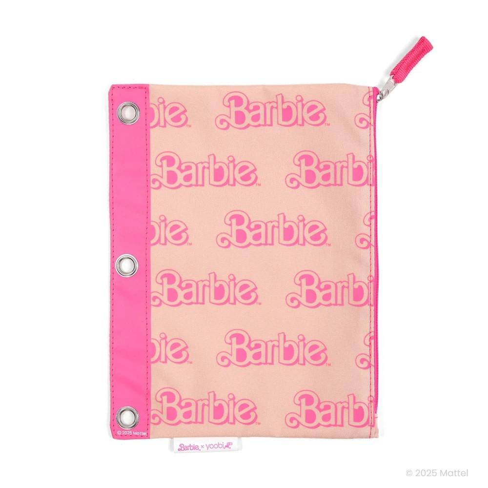 Yoobi Barbie Single Zip Binder Case Pink Barbie Logo Pattern, School Supplies