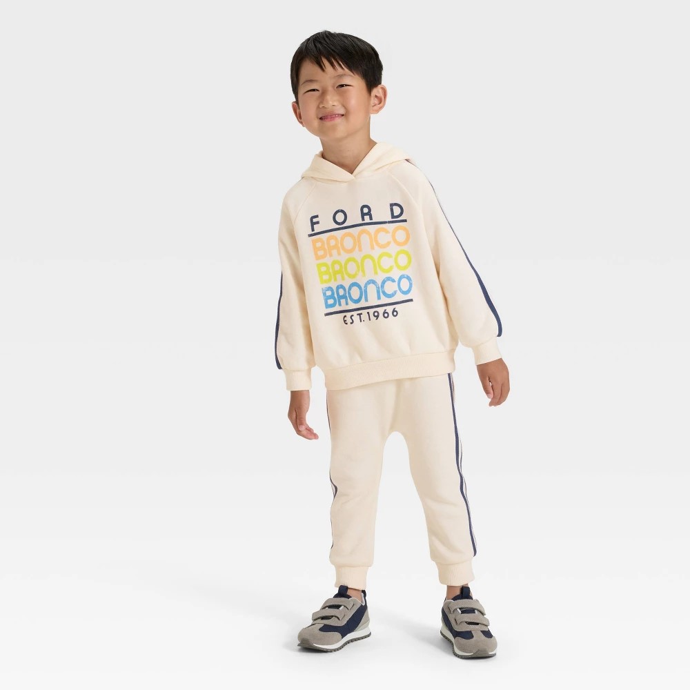 Boys' 18M - 2pc Ford Bronco Fleece Sweatshirt & Pants Set - Off-White