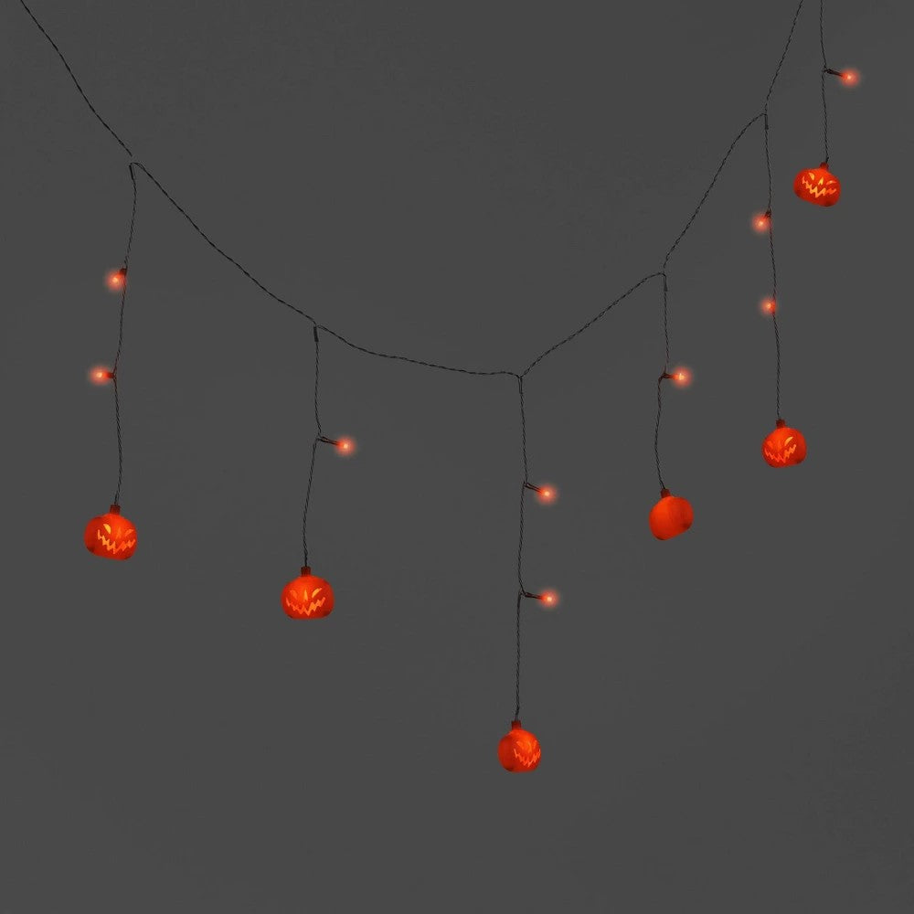 Die Cut Plastic Blow Mold Pumpkin Indoor Outdoor Icicle String Lights with Orange LEDs - Hyde and EEK! Boutique