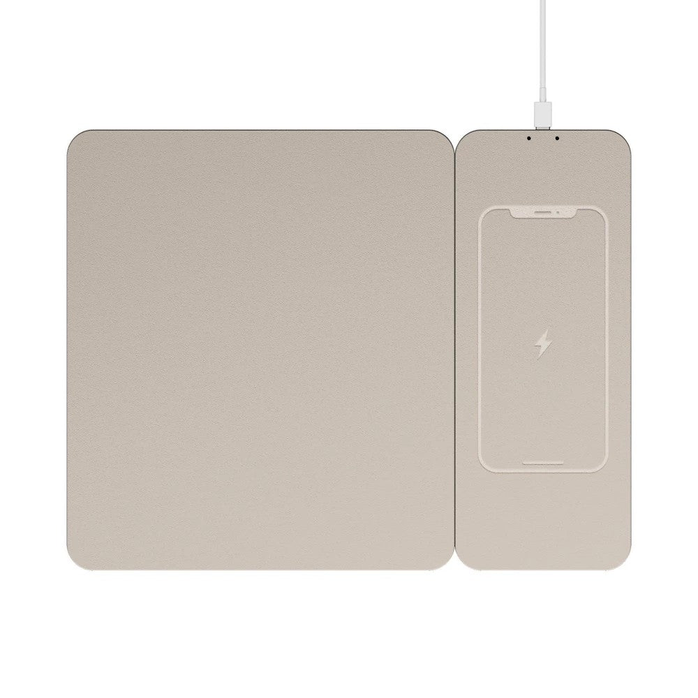 North Wireless Charging Mouse Pad - Beige: Polyurethane Desk Accessory