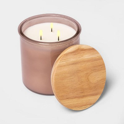 2-Wick Tinted Glass Lavender + Eucalyptus Lidded Jar Candle Light Pink 14.5oz