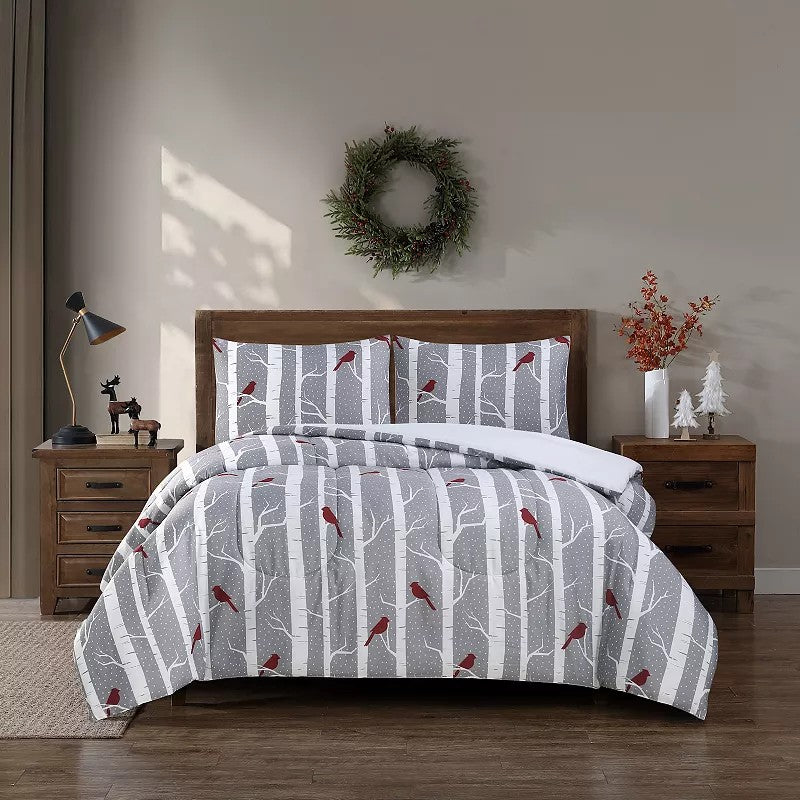 Hudson & Main Wintertime Print Comforter Set with Shams, Grey King