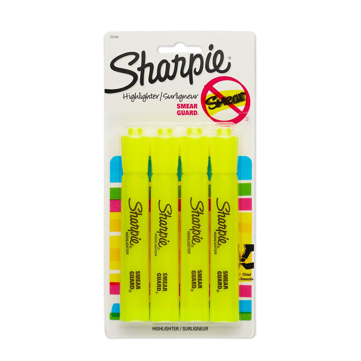Sharpie 4pk Highlighters Smear Guard Chisel Tip Yellow: Bold Markers for School & Office, Art Stationery