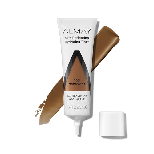 Almay Skin Perfecting Hydrating Tint, Lightweight Liquid Foundation, 160 Mahogany, 0.94 fl oz.