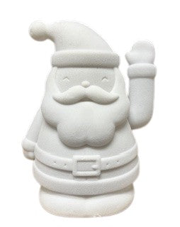 White Flocked Waving Santa White *Very Damaged Box*