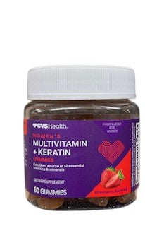 CVS Women's Multivitamin + Keratin Gummies 60 ct - Strawberry *Exp 12/2026*