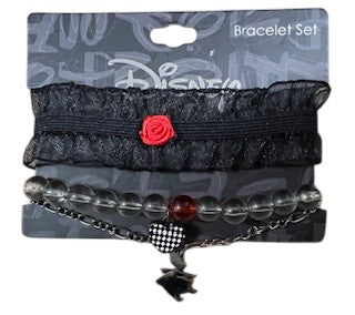 Disney Queen of Hearts Bracelet Set Black and Red
