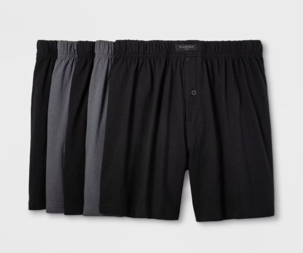 Men's L - Knit Boxers 5pk - Goodfellow & Co Gray/Black