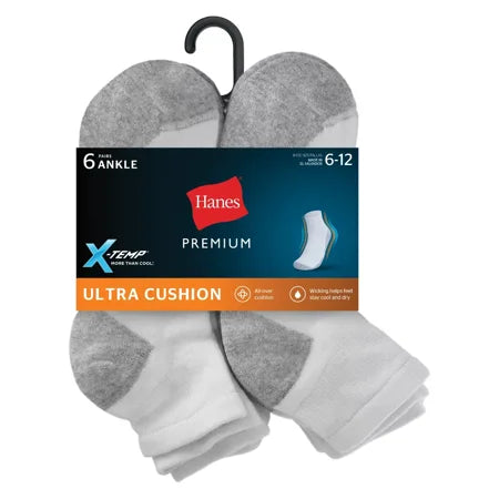 Men's 6-12 Hanes Premium Xtemp Ultra Cushion 6pk Ankle Socks