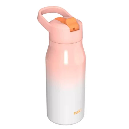 Zak Designs 14 fl oz Double Walled Stainless Steel Tranquility Insulated Straw Bottle - Blush Ombre