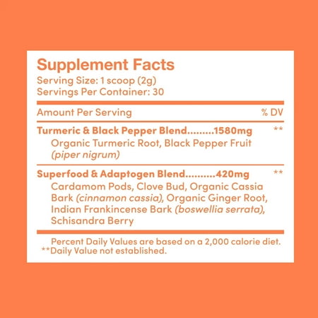 Further Superfood Turmeric Golden Milk Organic Powder, Cinnamon Ginger & Black Pepper Maximum Absorption, Joint Pain, Gut Health, Sugar-Free, Vegan 30 Servings 2.12 oz *Exp 01/2028*