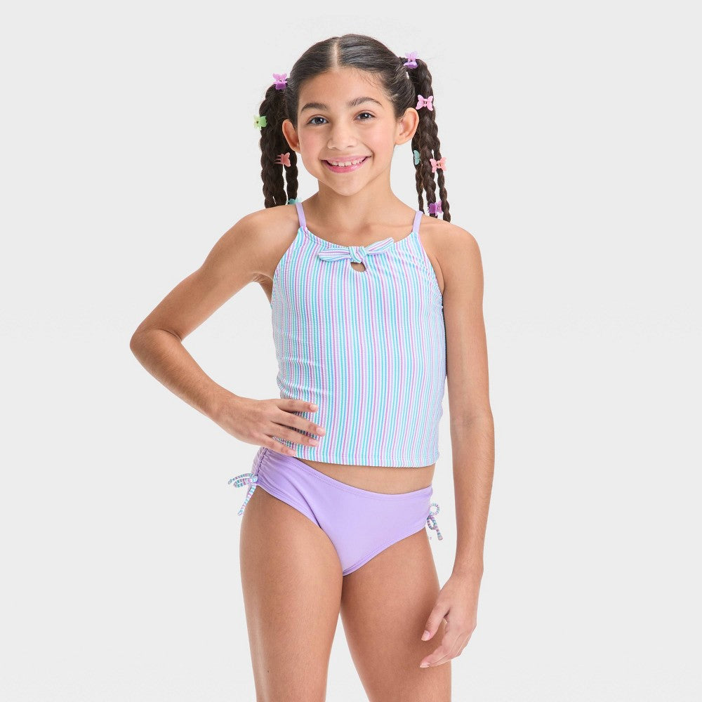 Cat & Jack Girls' Striped Tankini Set *Size L*