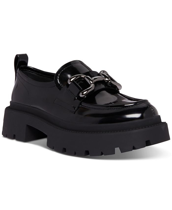 9 Madden Girl Ashlee Platform Lug-Sole Bit Loafers - Black - 9M