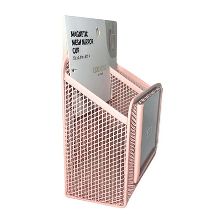 U Brands Magnetic Locker Mesh Mirror Cup in Pink