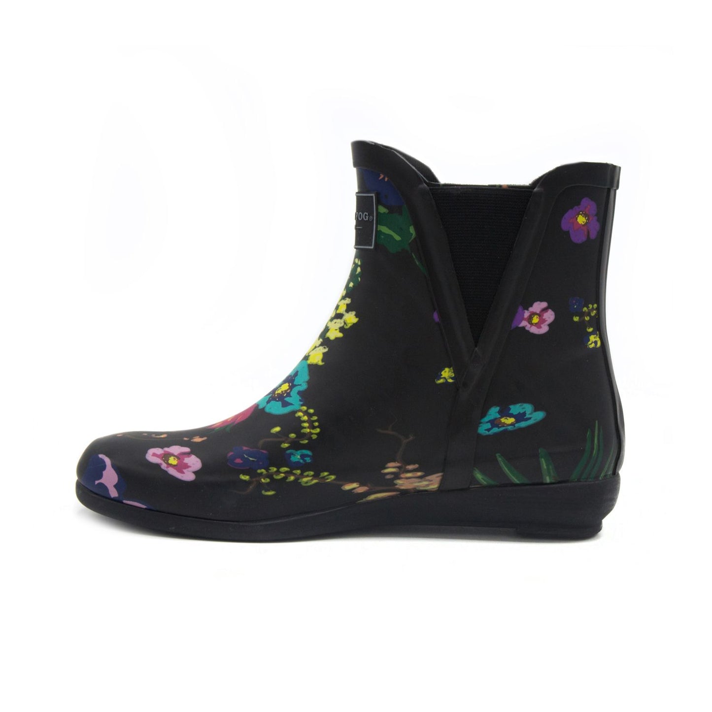 Women's 6 M London Fog Piccadilly Waterproof Rain Boots - Black Multi Floral *Damaged Box*