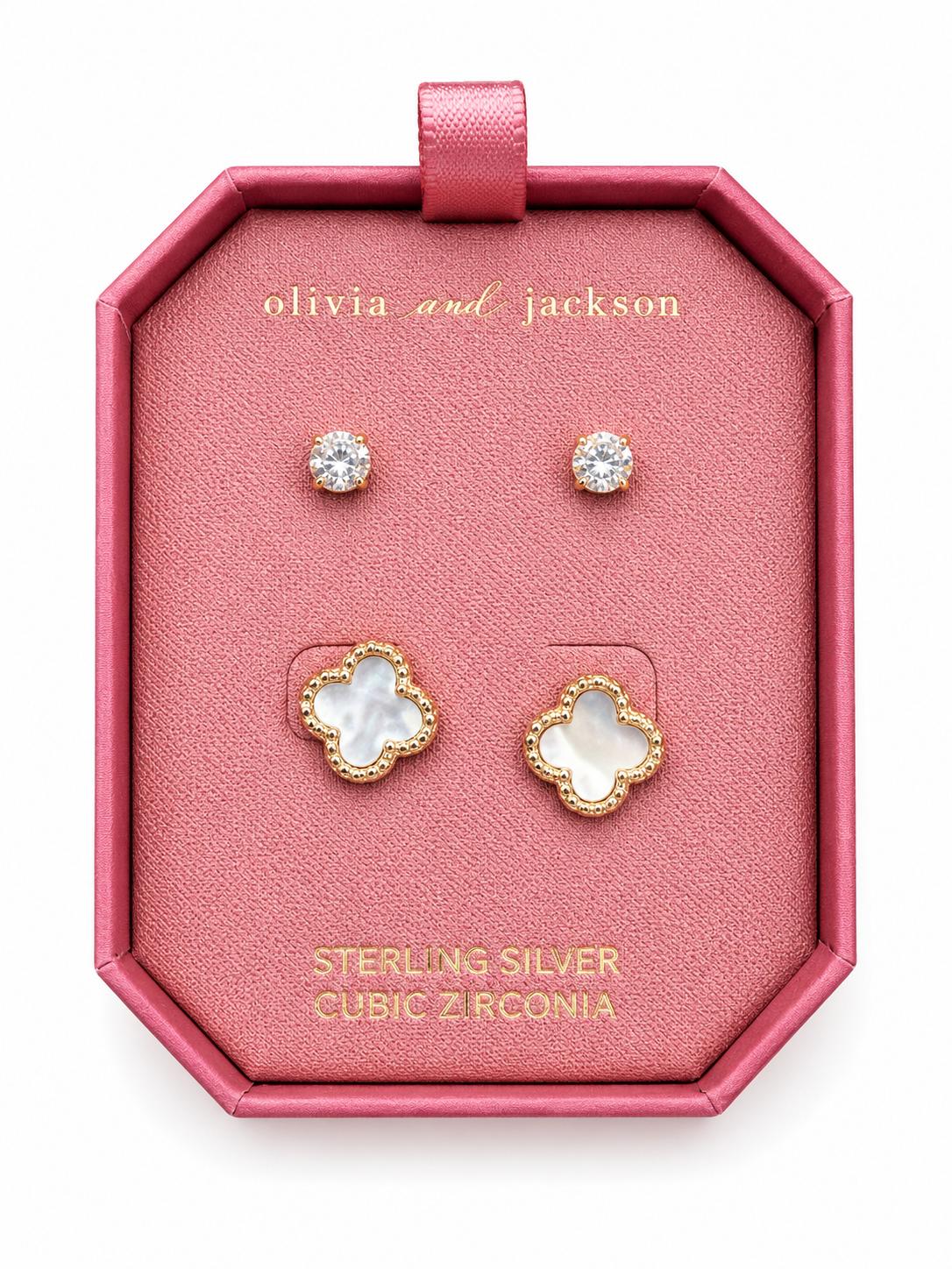 Olivia & Jackson Sterling Silver Cubic Zirconia Stud Earring Set
