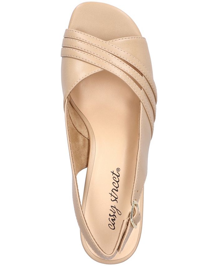 8 Women's Easy Street Teton Buckle Slingback Dress Sandals - Tan/Beige - 8M