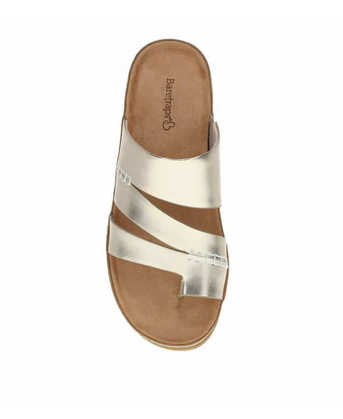Women's 8M Baretraps Fresha Toe Loop Wedge Sandals - Gold