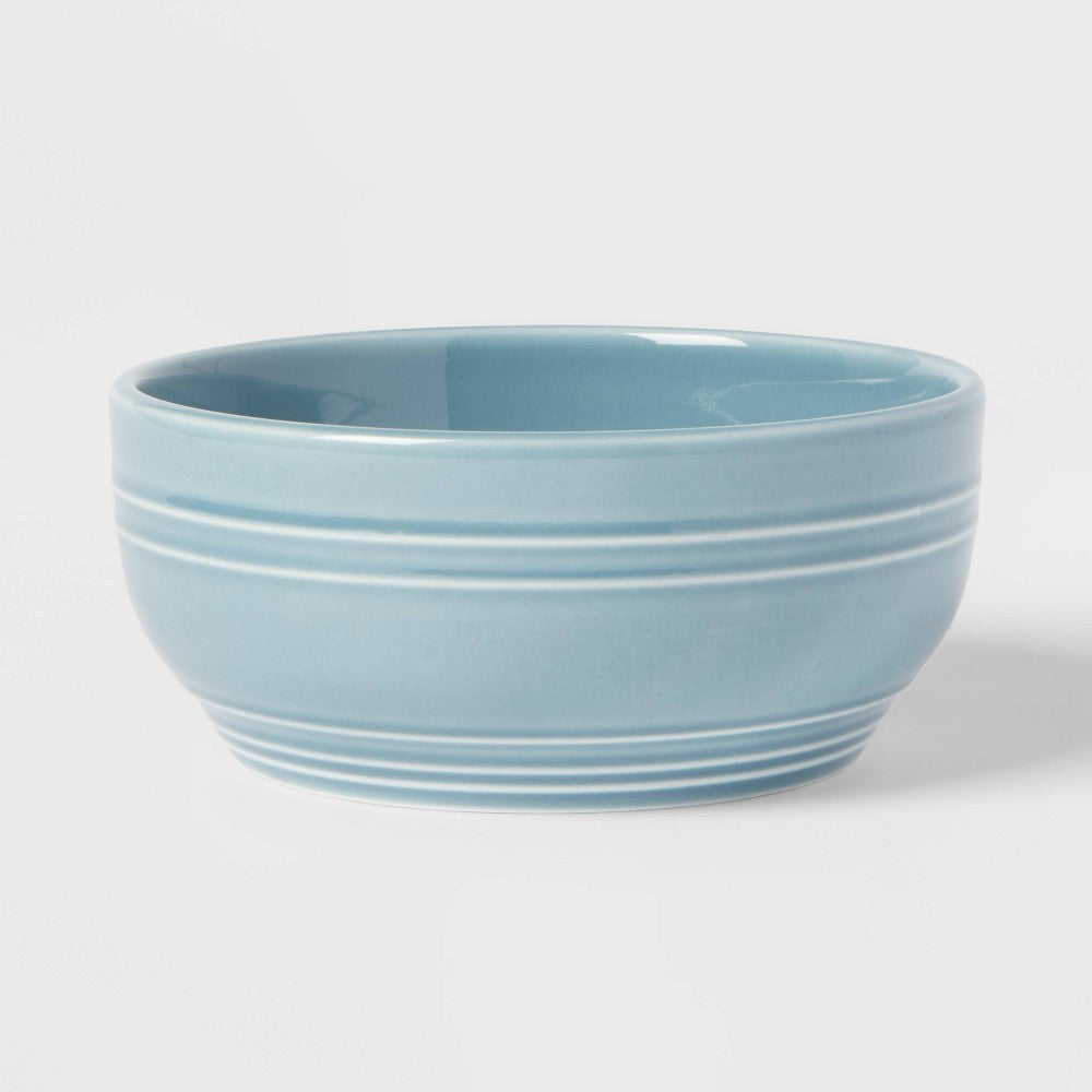 24oz Stoneware Westfield Cereal Bowl Blue - Threshold: Dishwasher & Microwave Safe, Traditional Round Design