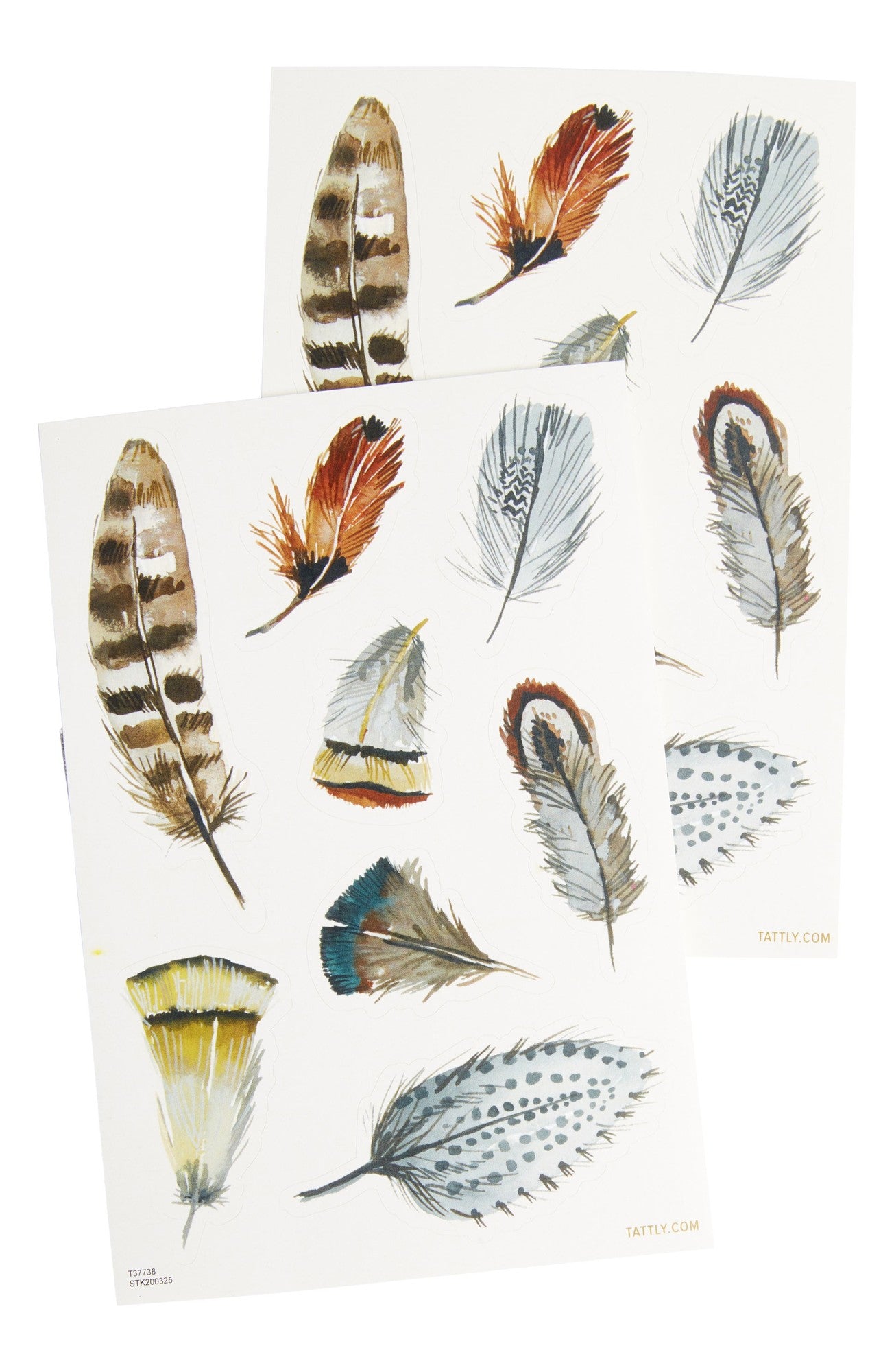 TATTLY Watercolor Feather Repositionable Vinyl Stickers