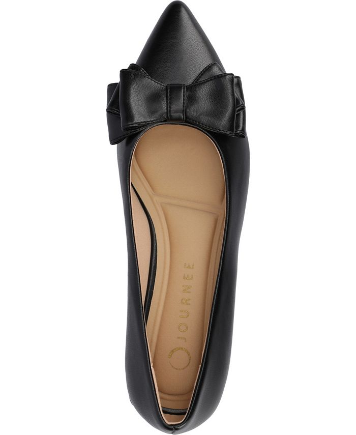 9 Women's Journee Collection Ophelia Bow Low Block Heel Dress Flats - Black - 9M
