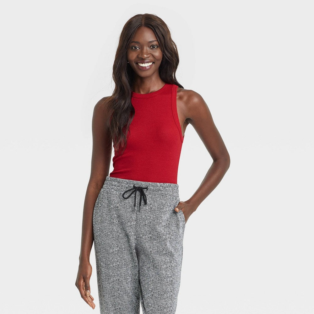 Women's Slim Fit Ribbed High Neck Tank Top - a New Day™ Dark Red **SIZE - Ladies Medium**