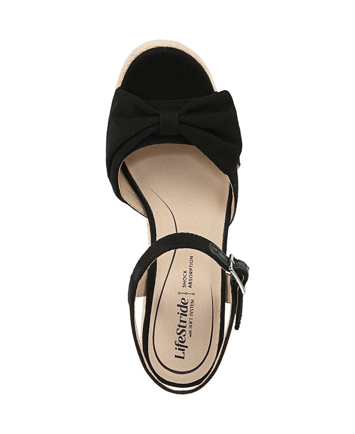 Women's 8W - LifeStride Tahlia Open Round Toe Espadrille Wedge Sandals - Black *Damaged Box*