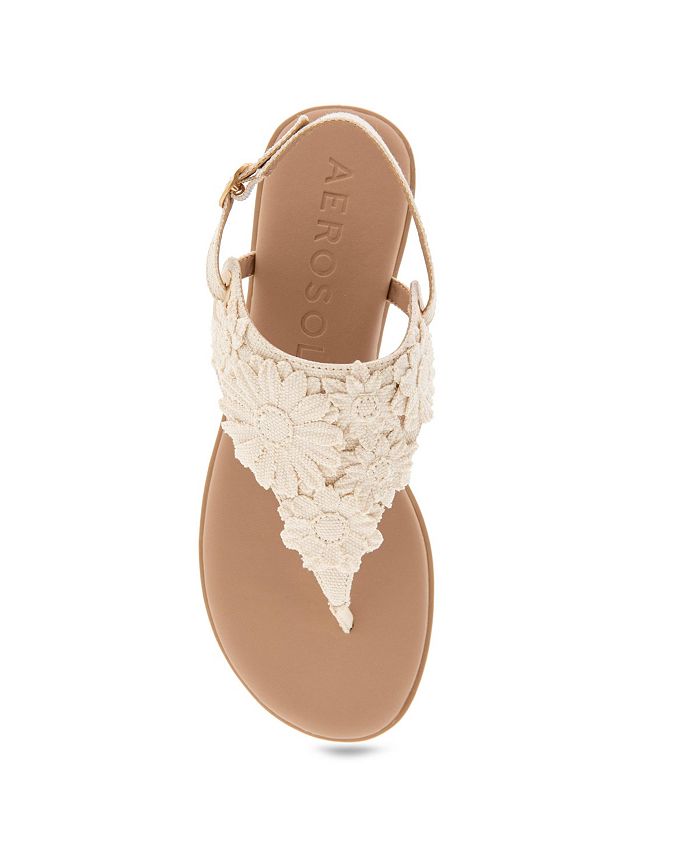 Women's 7 Aerosoles Connie Round Toe Flat Sandals - Tan/Beige