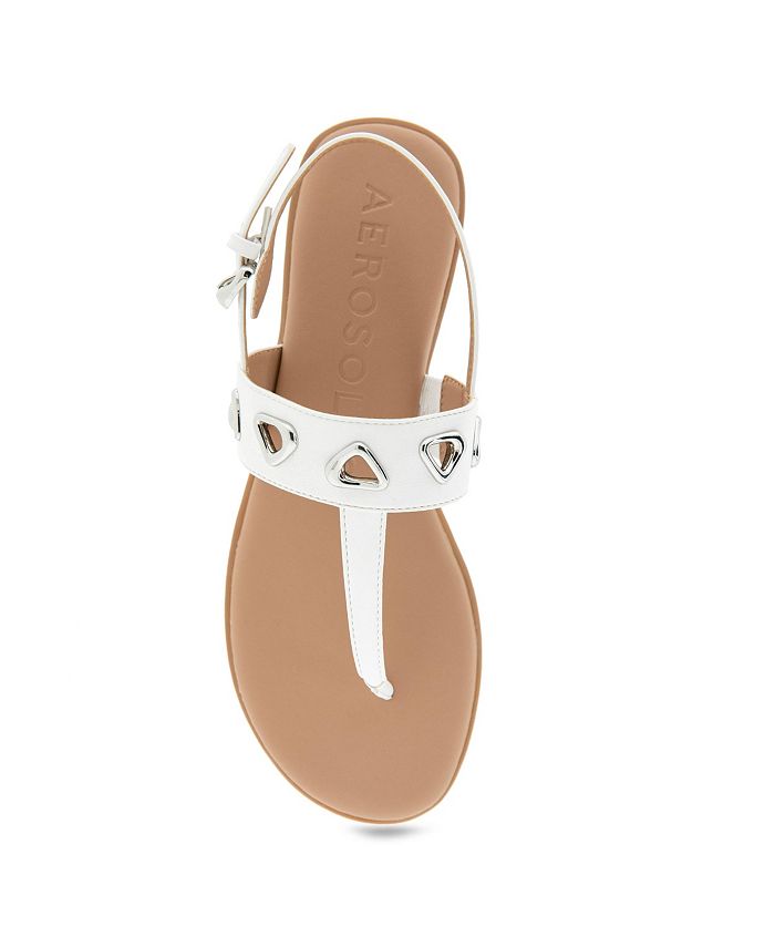 Women's 7.5 Aerosoles Lago Round Toe Thong Sandals - White