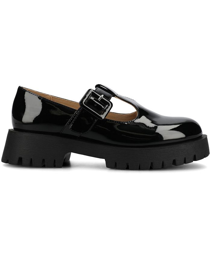 Women's 8.5 M Journee Collection Suvi Lug Sole Mary Jane Loafers - Black