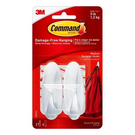 Command Medium Designer Hooks White 2 Wall Hooks