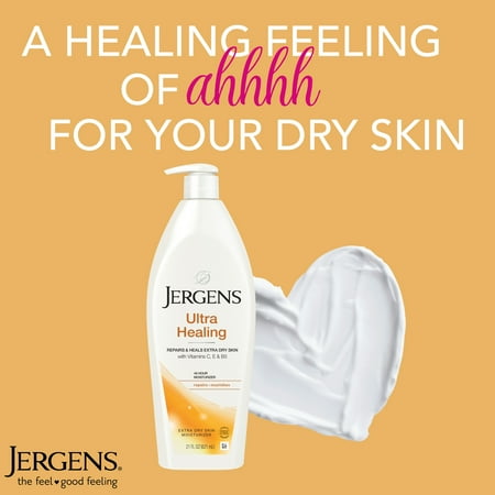Jergens Ultra Healing Hand and Body Lotion, Dry Skin Moisturizer, Vitamins C, E, B5, 21 oz *Dented Bottle*